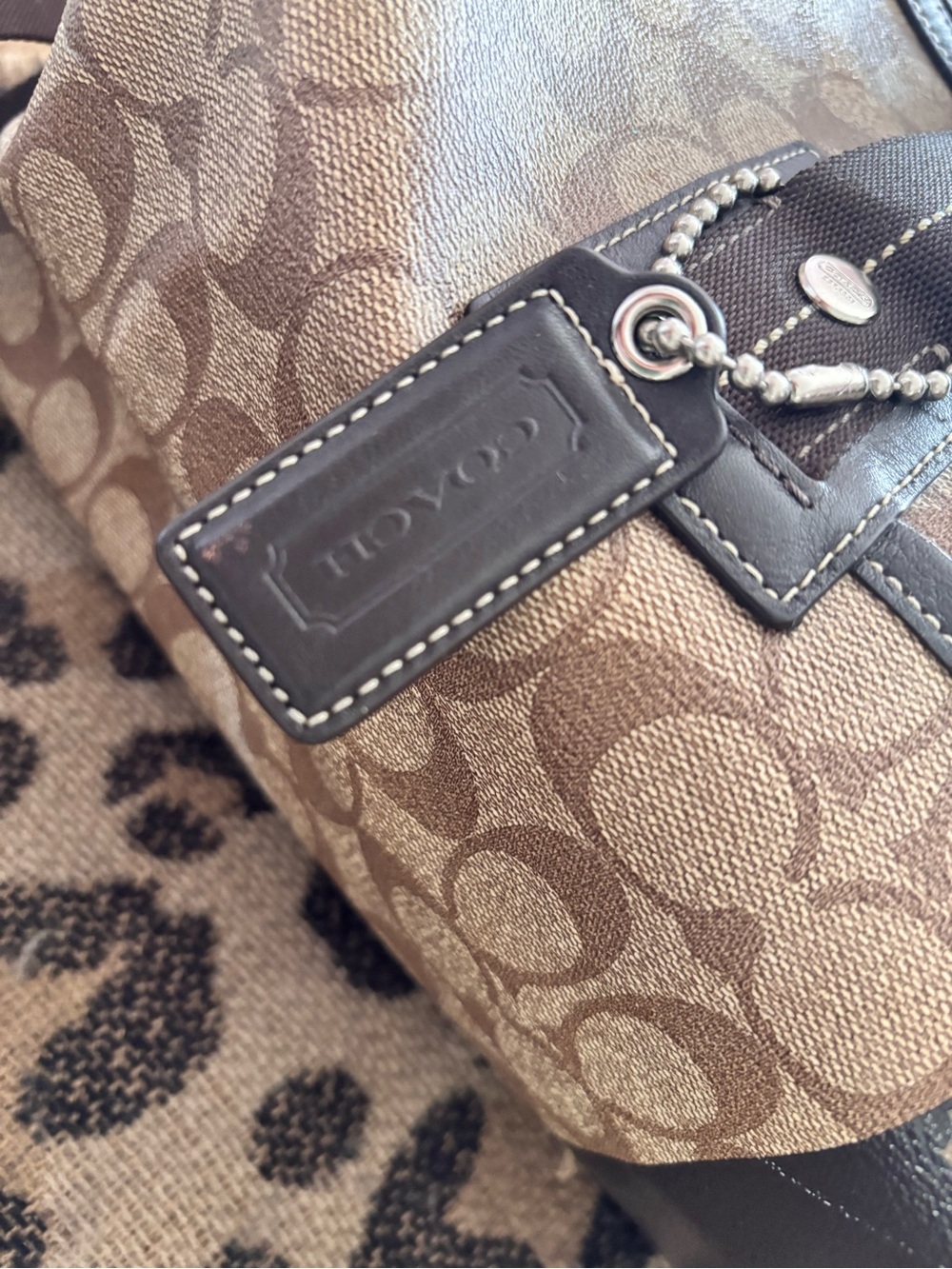 Coach Brown Signature Canvas Duffel Bag - Picture 6 of 13